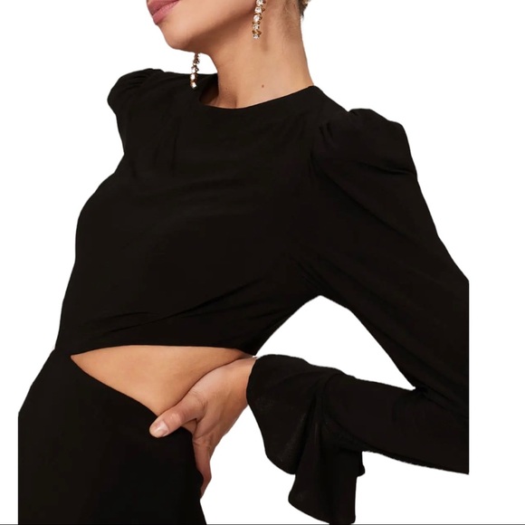 Leena X Mac Duggal long sleeve cutout gown stretch fabric dress - Picture 5 of 6